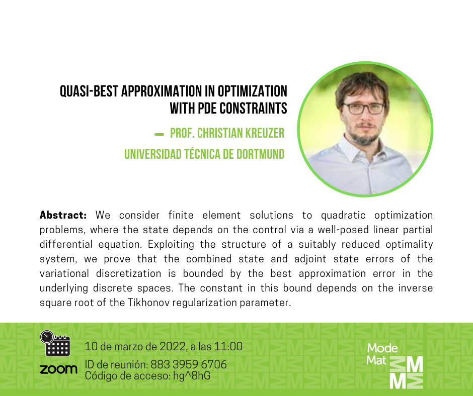 Quasi-best approximation in optimization with PDE constraints